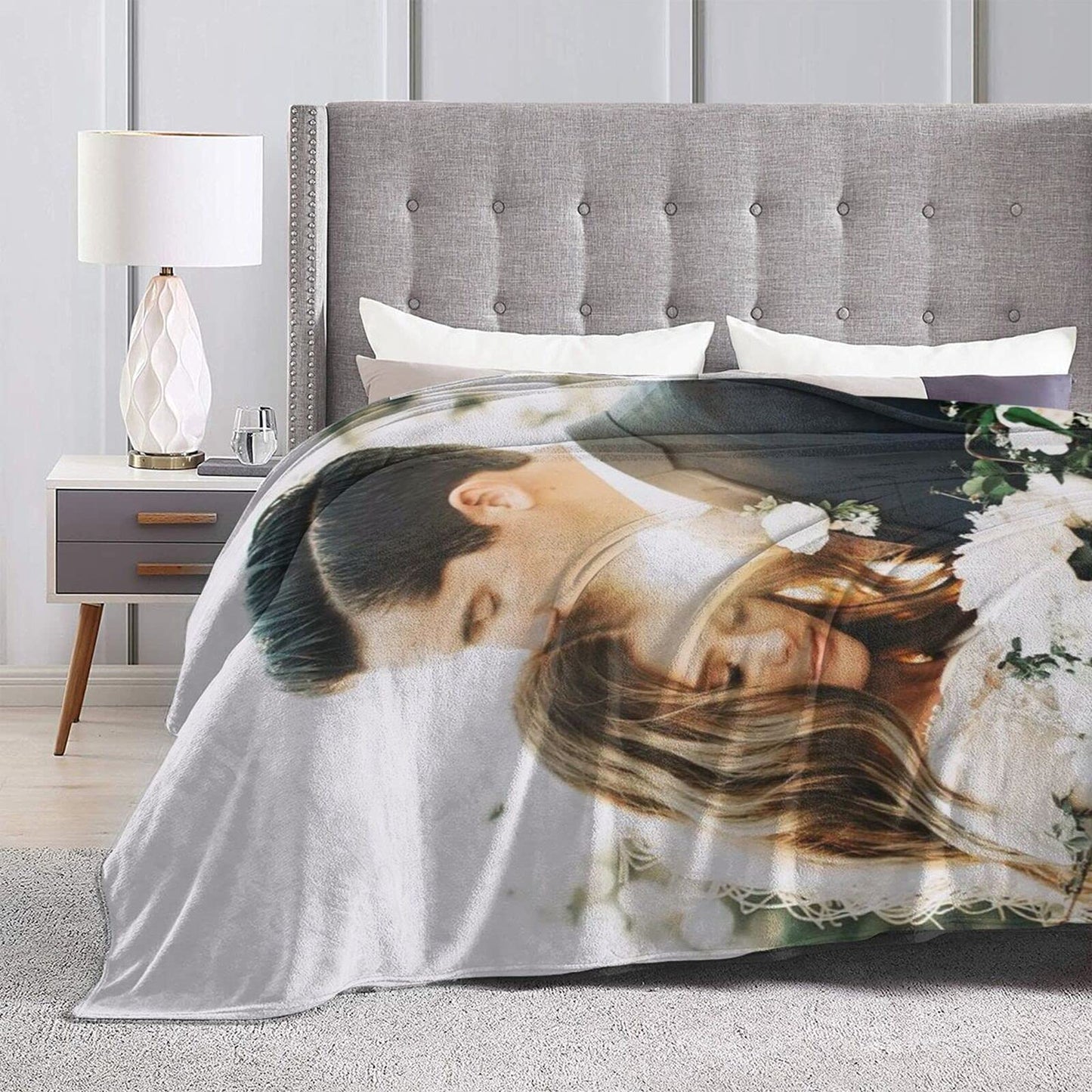 QETXVI Custom Blanket with Photos Text Customized Blanket Personalized Flannel Throw Blankets for Adult Kid Birthday Christmas Halloween Fathers Mothers Valentines Gift - 40"x 50"