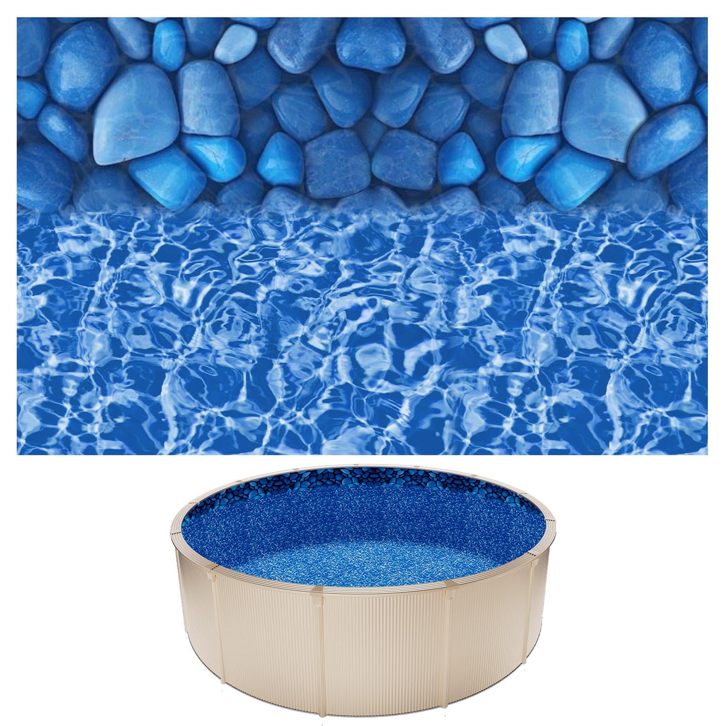 VEVOR 15-ft Round Above Ground Pool Liner, Overlap Pool Liners, Standard Gauge Vinyl, 48-to-54inch Wall Height, Designed for Steel Sided Above-Ground Swimming Pools