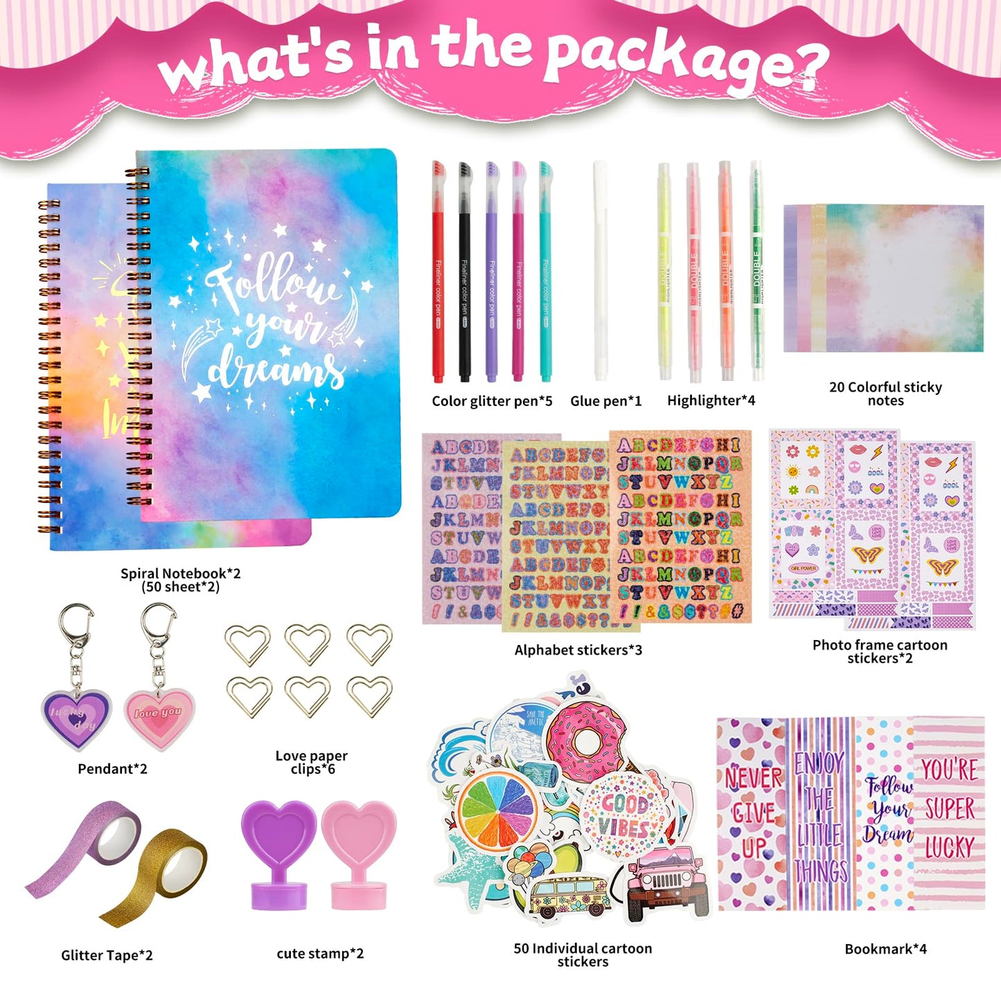 OIHEW DIY Journal Kit for Girls/Teen/Tween, 2 PC Stationery | Scrapbook | Diary | Journaling Art Crafts Supplies Set, Christmas | Birthday Gift for 8 9 10 11 12 13 14 Year Old Girl Ideas