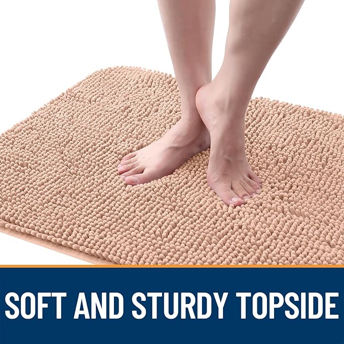 OLANLY Dog Door Mat for Muddy Paws 40x24, Absorbs Moisture and Dirt, Absorbent Non-Slip Washable Doormat, Quick Dry Chenille Mud Mat for Dogs, Entry Indoor Entryway Carpet for Inside Floor, Peach