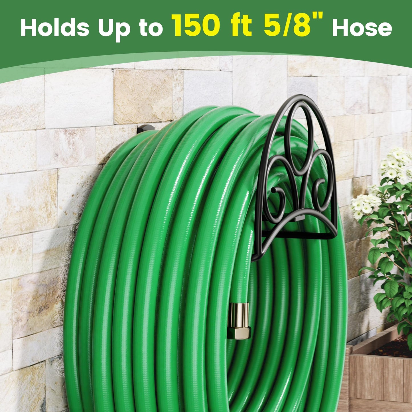 Metal Garden Hose Holder - Wall Mounted Water Hose Holder - Hose Hanger Heavy Duty for Water Hose Extension Cords Vacuum Hose