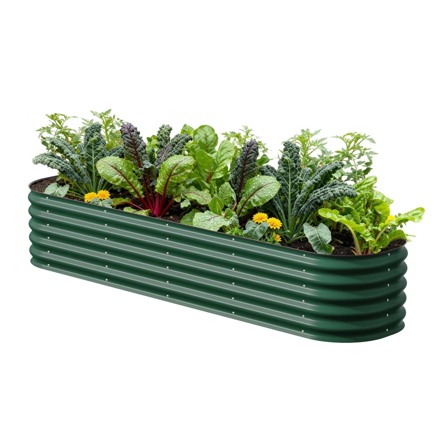 Vego garden Raised Garden Bed Kits, 17" Tall 9 in 1 8ft X 2ft Metal Raised Planter Bed for Vegetables Flowers Ground Planter Box-British Green