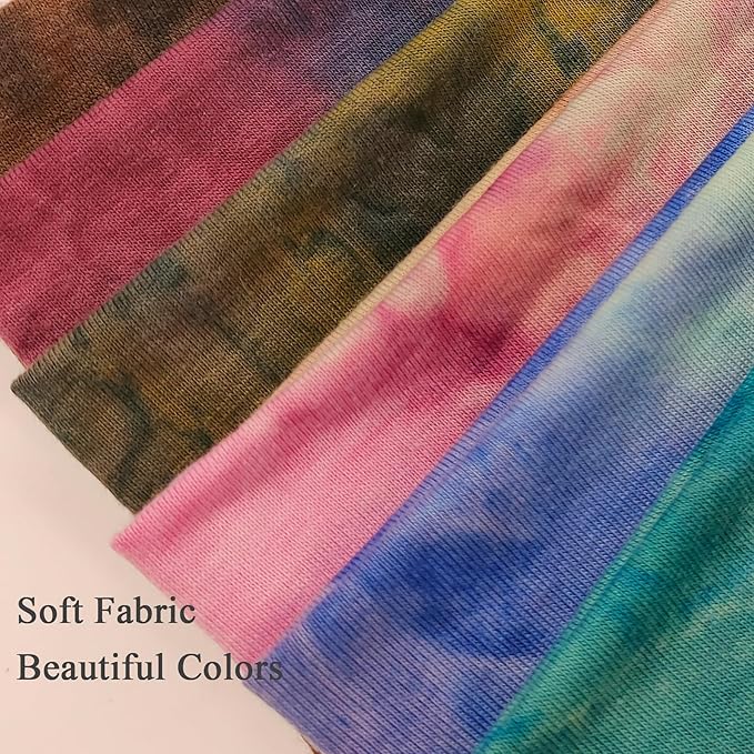Sefiinh Wide Headbands For Women Stretch Headband Boho Head Bands Women's Hair Band Turban Workout Hairband Accessories Tie Dye 6 Pack