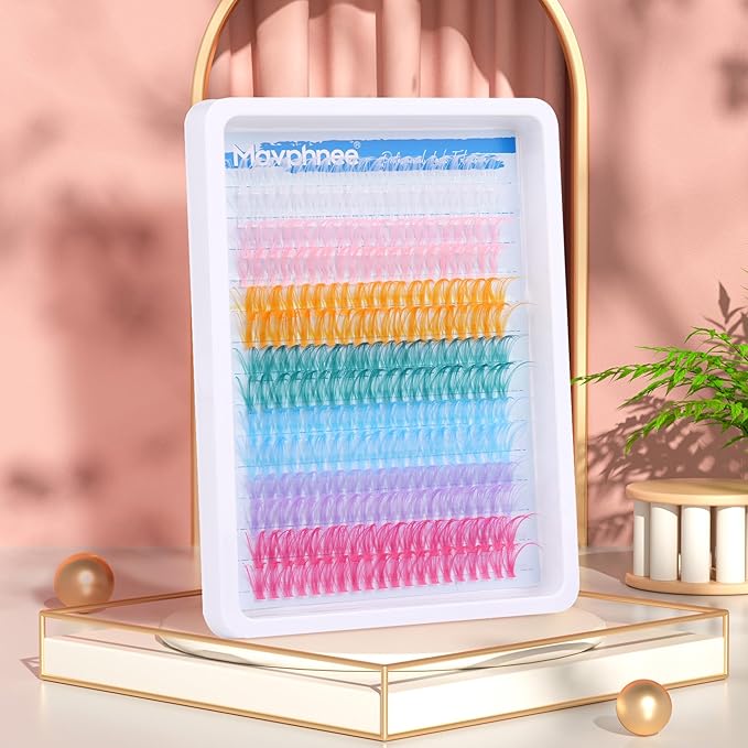 Colored Lash Extension Individuals 280 Pcs Colored Eyelashes Clusters 7 Colors Wispy 16MM 18MM Colorful Eyelash Extensions DIY at Home by Mavphnee
