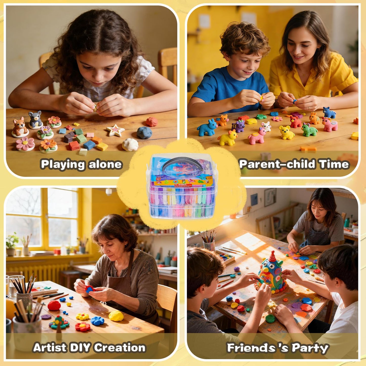 Ixiaoyoo 70 Colors Polymer Clay, DIY Modeling Clay Starter kit for Kids, Oven Baked Model Clay Art & Crafts Toys with Sculpting Tools, Non-Sticky, Birthday & Christmas Gift for Kids & Adults Artists