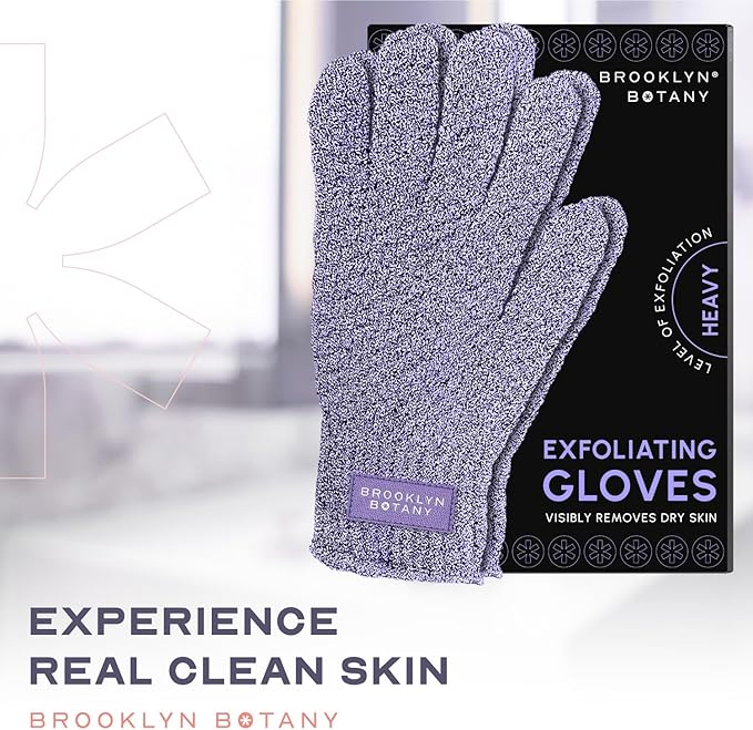 Brooklyn Botany Exfoliating Gloves for Bath and Shower – Heavy Duty Exfoliating Body Scrubber for Massage and Dead Skin Remover for Body – 1 Pair