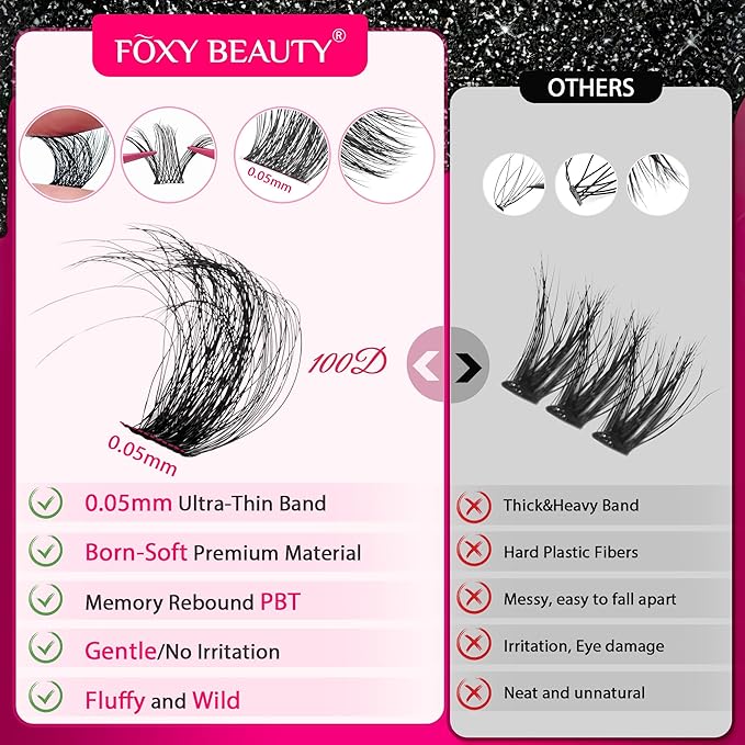 Lashes Fluffy Lash Clusters Thick Lash Clusters Kit Eyelash 640pcs Extension Kit False Eyelashes with Bond Seal Remover D Curl 80D100D 11-18mm