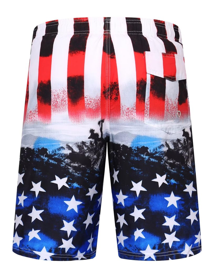 ELETOP Men's Swim Trunks Quick Dry Bathing Suit Swimming Board Shorts Mesh Lining Beach Swimwear American Flag L