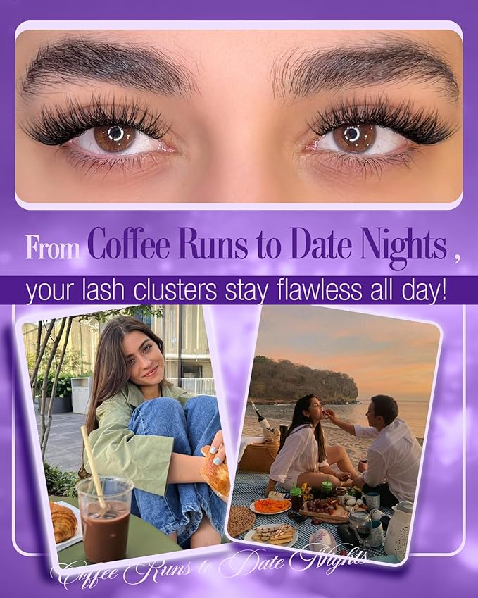 Natural Cluster Lashes Extensions Wispy Eyelash Clusters Gently Fluffy Lash Clusters Waterproof Cluster Eyelash Extensions Beginner-Friendly Individaul Lashes Salon Look (132Pcs, 10-16MM, LC-Curly)