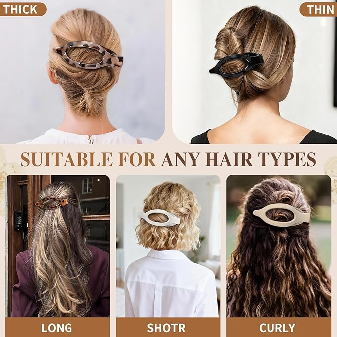 10 Pcs Flat Hair Clips for Women French Concord Claw Clips for Thick and Thin Hair Claw Clips Duck Billed Barrettes Hair Accessories for Women and Girls (Leopard)