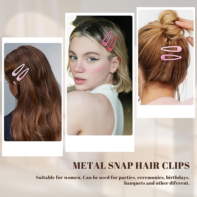 Small Hair Barrettes For Women No Slip Metal Snap Clips For Thin And Fine Hair,Matte Multiple Pink,20 PCS,1.97 x 0.5 Inch.
