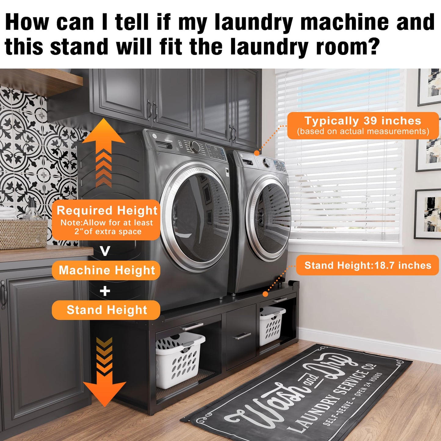 GDLF Washer and Dryer Pedestals, Universal Fit Washer and Dryer Stand with Pull-Out Shelf, 58.1"x29.1"Laundry Pedestal with Storage, 800LBS Capacity，Black