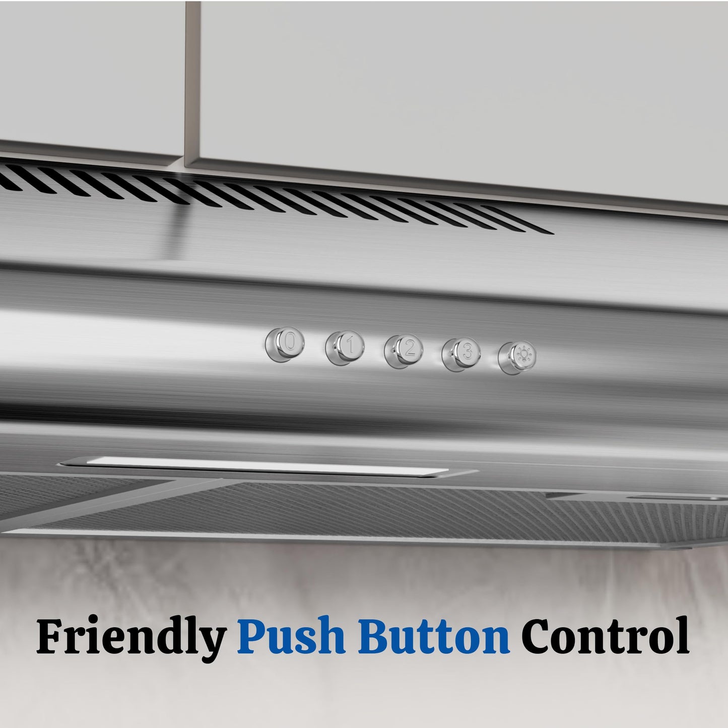 FIREGAS Under Cabinet Range Hood 30 Inch, Ducted/Ductless Convertible Kitchen Vent Hood with 250 CFM, Stainless Steel, 3-Speed Exhaust Fan, Energy-Efficient LED Lights for Stove Ventilation
