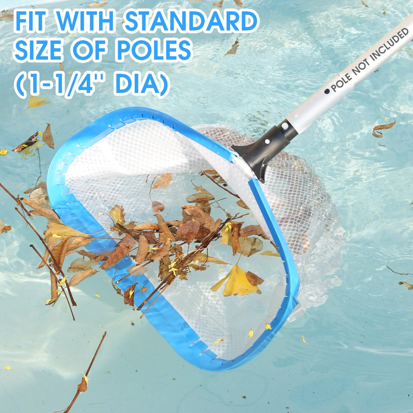 TidyMister New Diamond Netting Double-Layer Pool Net 18'' Heavy Duty Leaf Rake Pool Skimmer Net for Above Ground & Inground Pools Cleaning