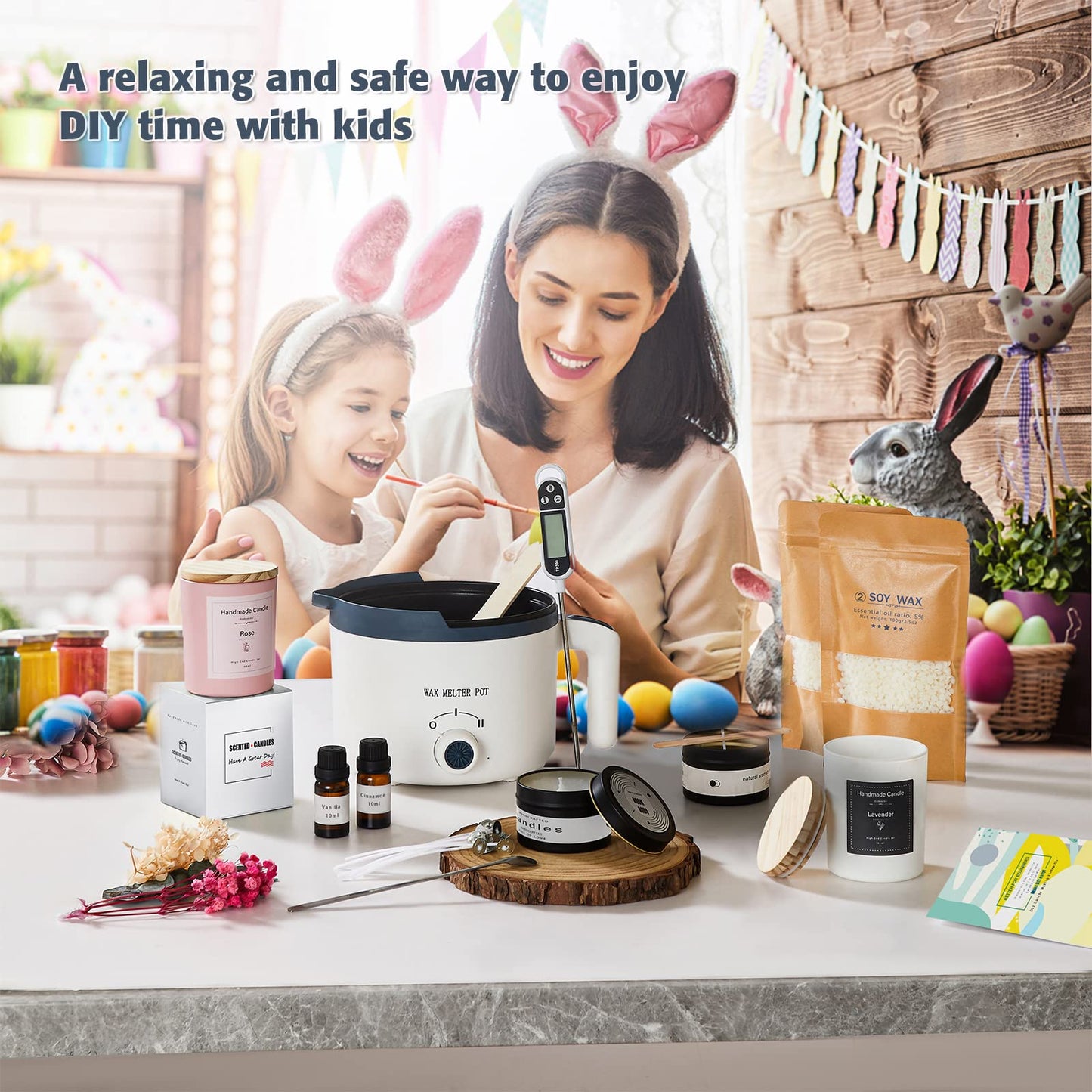 Ksedcon Candle Melting Pot, Electric Wax Melter for Candle Making with Pouring Spout, Non-Stick Small Candle Making Pouring Pot