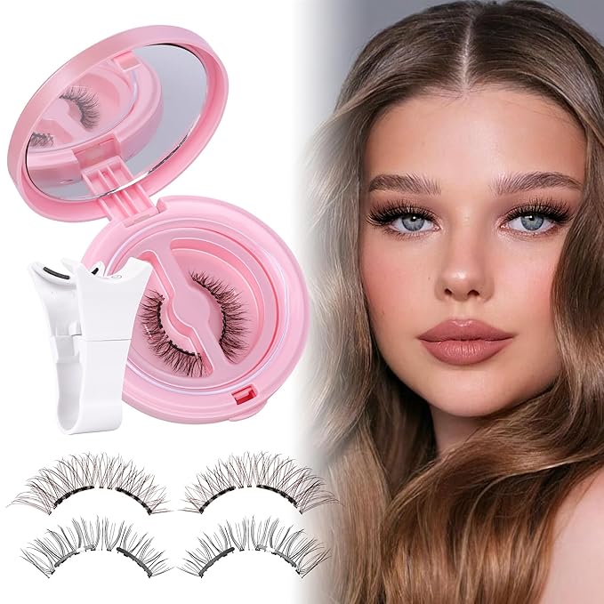 Soft Magnetic Eyelashes Natural Look Wispy Magentic Lashes Reusable Magnetic Eyelashes with Applicator No Glue Needed Press on Brown Magnetic Lashes Quick to Wear by JIMIRE