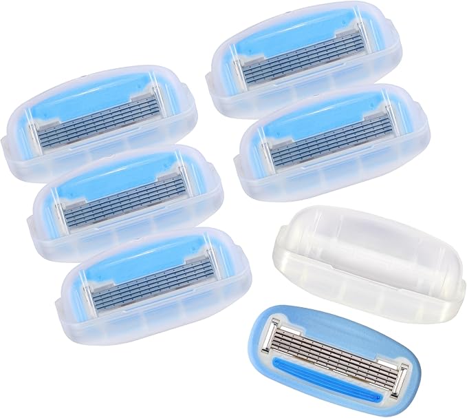 Amazon Basics 5-Blade Razor Refills for Women with Comfort-Coated Blades, Moisture Lubrication, Hypoallergenic, 6 Count (Fits Amazon Basics Razor Handles Only) (Previously Solimo)