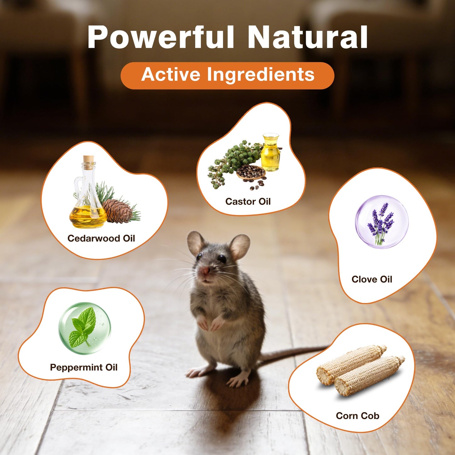 Rodent Mouse Repellent, Peppermint Oil Rat & Mice Repellent, Natural Moth Balls for Rodents Deterrent, Safe for Pets & Humans, Indoor & Outdoor Use, Keep Rodents Away from Garden & Home 24 Pack