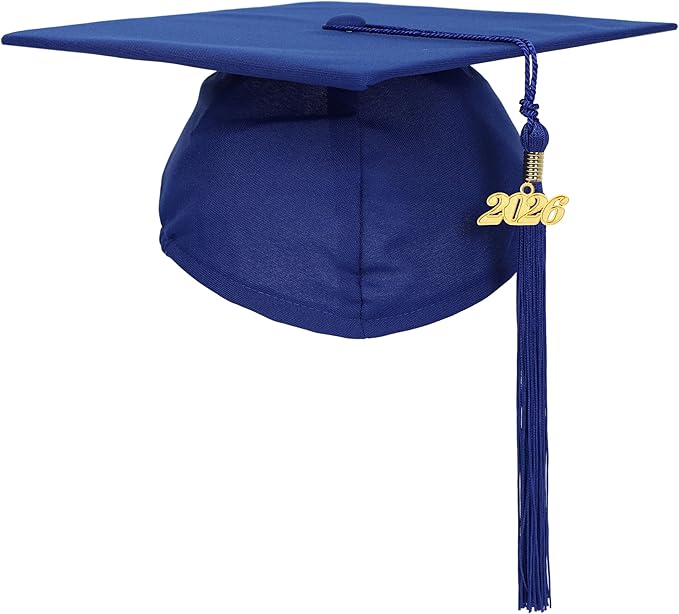 Unisex Adult Matte Graduation Cap with Tassel Year Charm