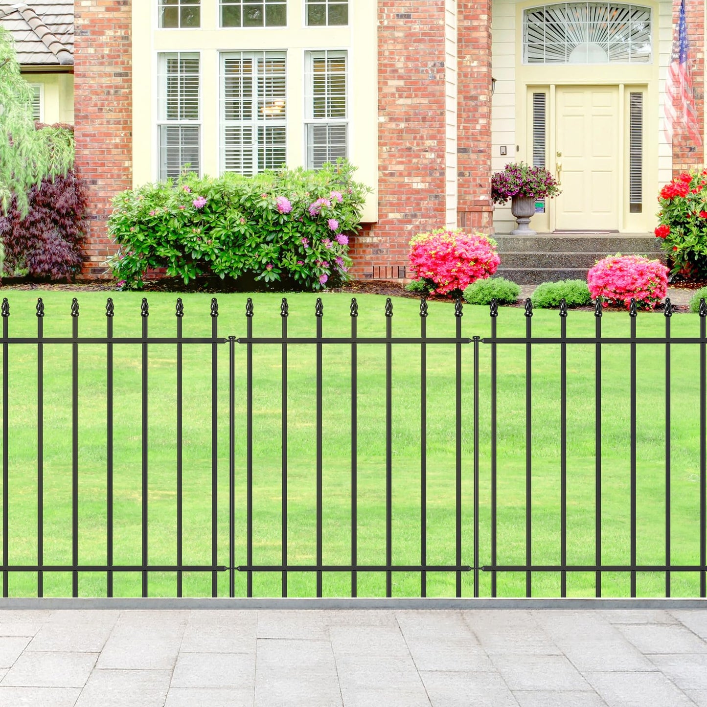 FOREHOGAR Metal Garden Fence 30 in H x 16 ft L, Border Fences Panels Animal Barrier for Dogs, No Dig Garden Fencing for Yard Patio Flower Bed Lawn Outdoor, 8 Panels + 9 Stakes Black