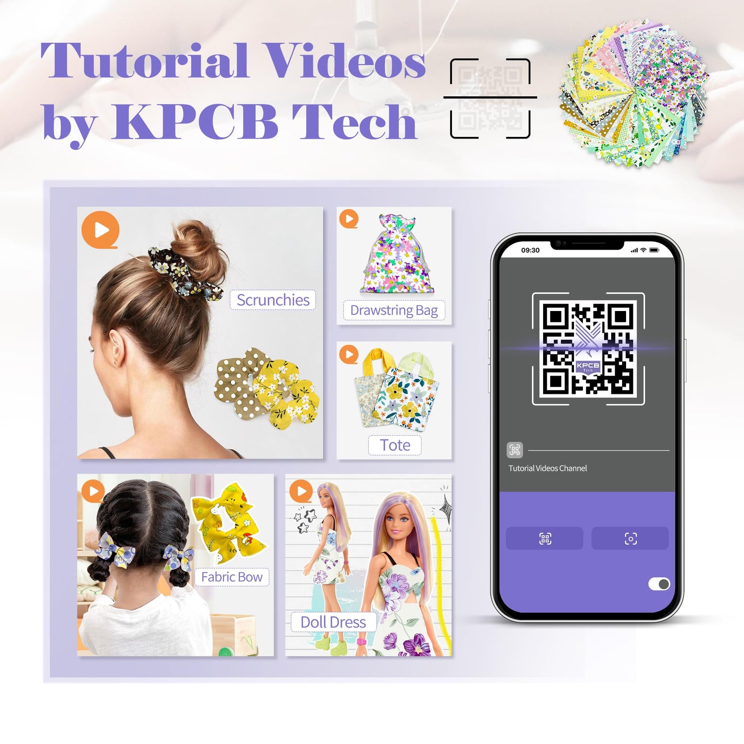 KPCB Tech Sewing Machine for Beginners [Full Set] with Finger Guard and Fabric Bundles - Mini Sewing Machine with Sewing Kits, Foot Pedal, US Adapter and Extension Table