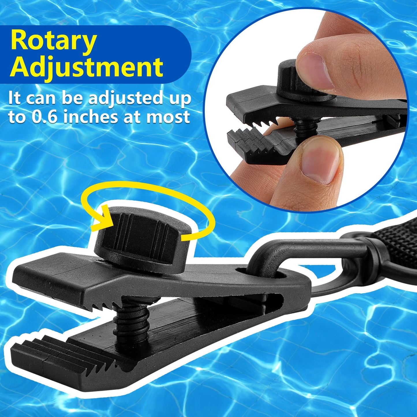 codree 24 Pcs Pool Solar Cover Reel Attachment Kit, Inground Swimming Pool Solar Cover Straps and Clips, Solar Blanket Strap Kit Including 8 Straps with Hooks, 8 Clips and 8 Touch Fastener (Black)