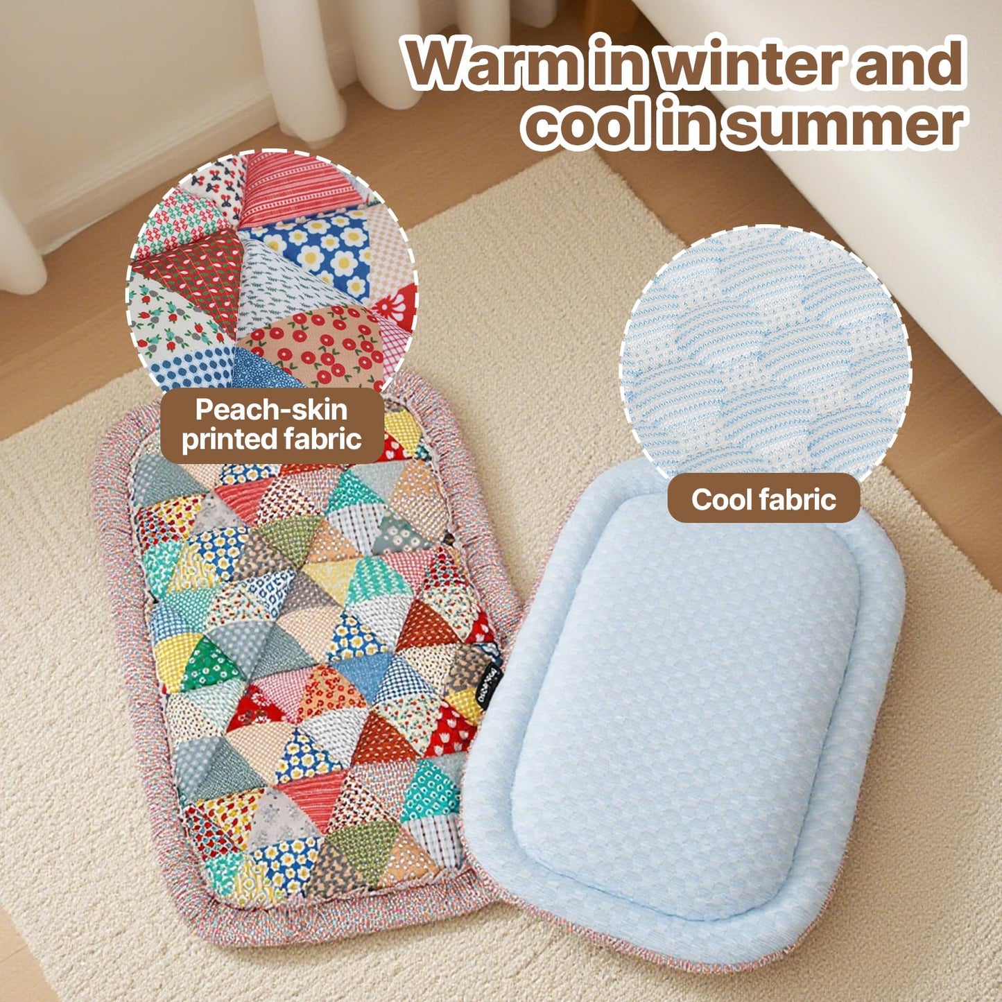Beberoad Reversible Pet Stroller Mat - Double-Sided Cooling and Warming Mat, Washable Mat, Suitable for Cats and Medium-Sized Dogs, Use in All Seasons