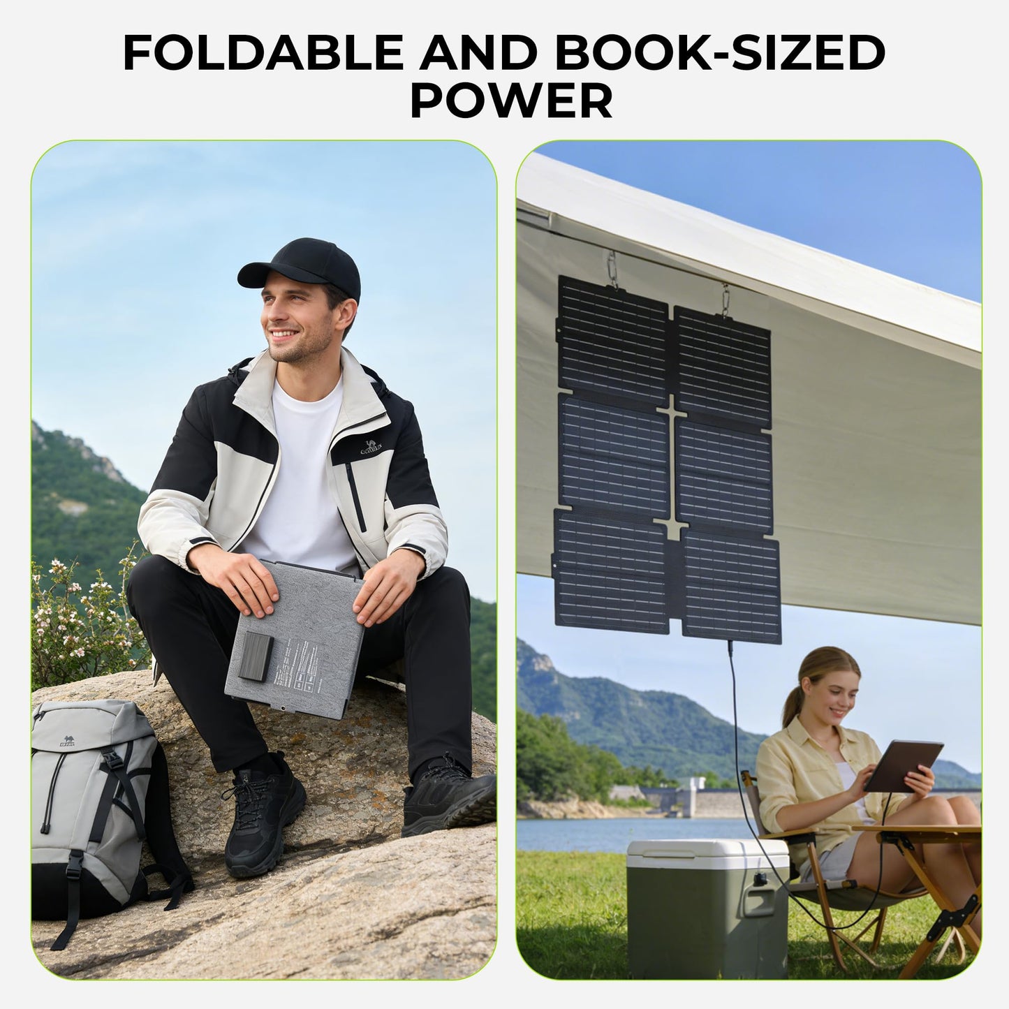 Portable Solar Generator, 300W Portable Power Station with Foldable 60W Solar Panel, 110V Pure Sine Wave 296Wh 80000mAh Lithium Battery Pack for Home Use RV Van Outdoor Camping-Panel included