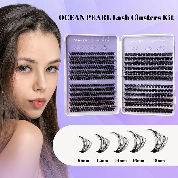 Ocean Pearl Lash 564ct Lash Clusters, 10-18mm Individual Cluster Lashes, 60D/80D/100D/150D Volume Eyelash Clusters, Thick Volume Cluster Eyelash Extensions, Soft Natural-Looking Lashes,Lashes Clusters