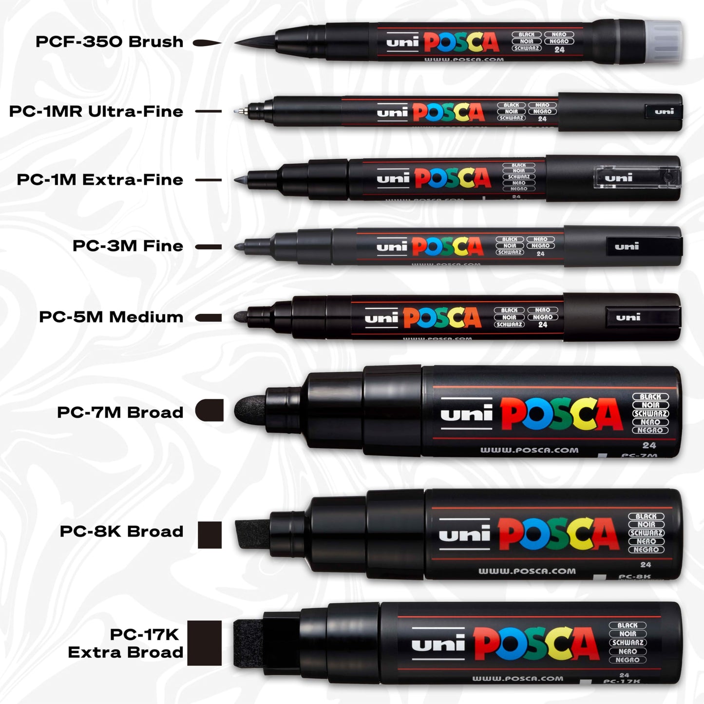 Posca Paint Markers, 3M Fine Tip Point Acrylic Paint Pens with Reversible Tips, Art Supplies For Gifts, Decorations Fabric, Metal, Glass, Wood and Canvas, Set of 16