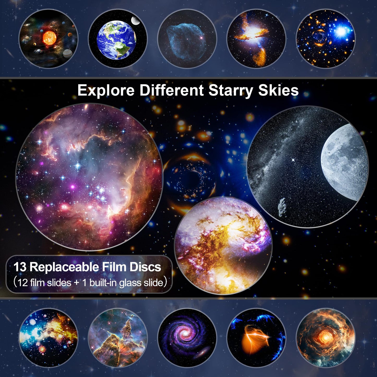 Galaxy Projector for Bedroom, 13 in 1 Star Projector Galaxy Light, Nebula Night Light Milky Way Projector with Timer, LED Space Planetarium Lamp Room Decor for Kids, Mothers Day Gifts