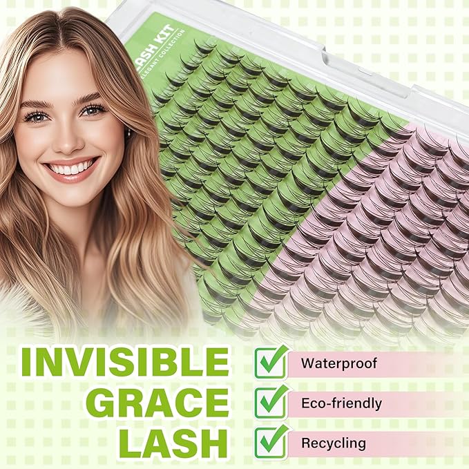 KEYYOU Fairy Brown Lash Clusters Eyelash Extension D Curl 144Pcs Eyelash Extension Wispy Natural Invisible Band Lash with Waterproof DIY Lash Extension at Home(Fairy Brown-D-8-18MIX)