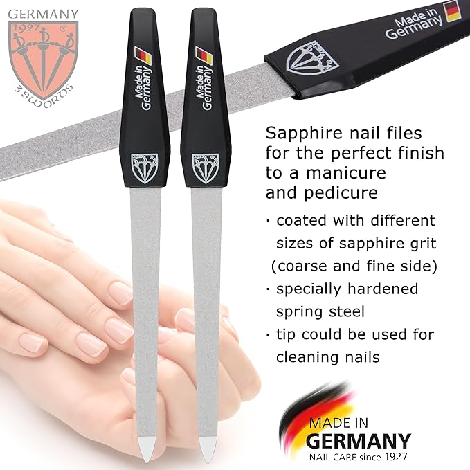 3 Swords Germany - Sapphire Metal Nail File Set 5 Pieces with 5 Pieces 3-Way Nail Buffer Ã¢ÂÂ Nail Care Made in SOLINGEN/Germany
