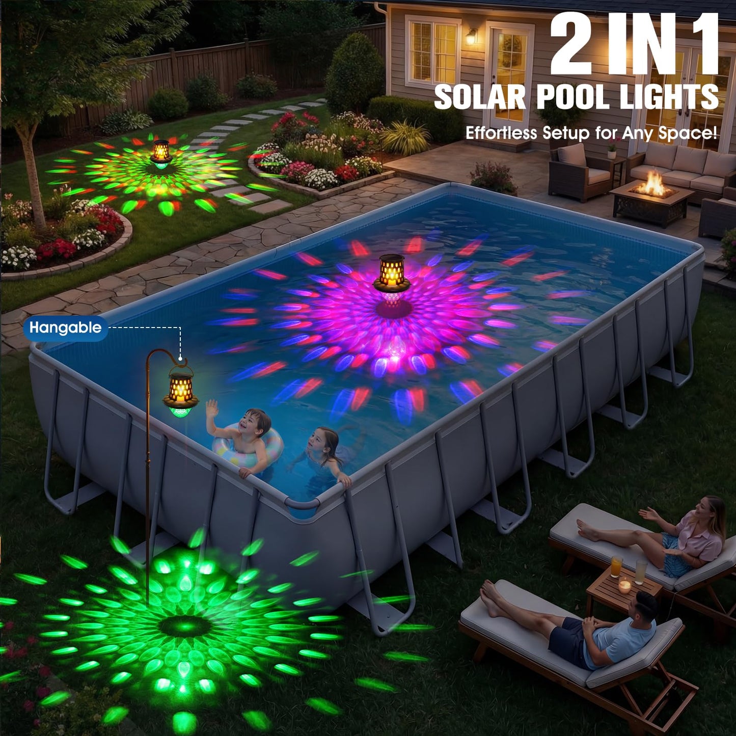 Floating Pool Lights,2026 Upgraded Solar Powered Pool Lights that Float,Flickering Flame Floating Solar Lights for Pool Lighting,Hangable IP68 Waterproof Swimming LED Pool Lights for Party,Outdoor-1PC