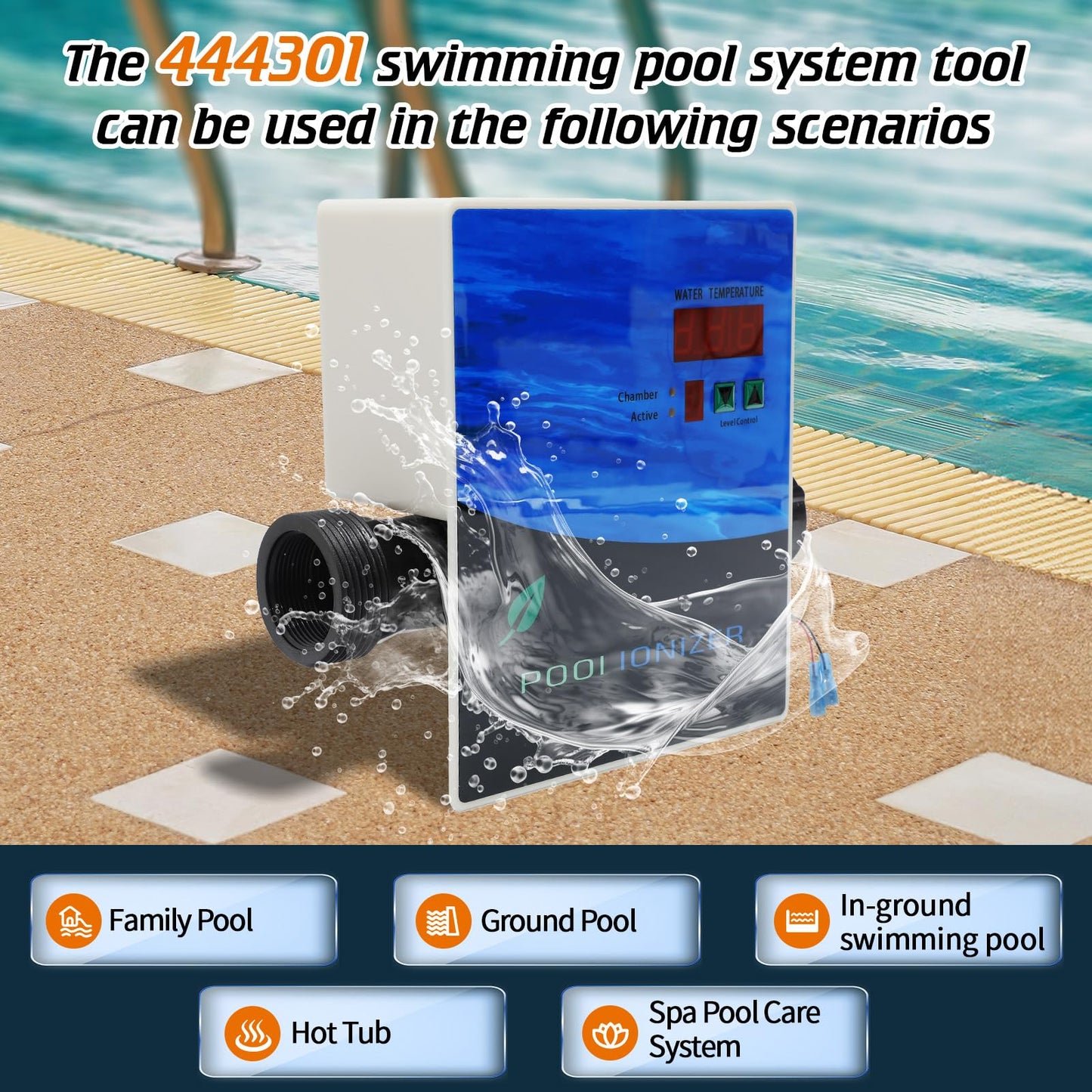 444301 Pool ionizer System, Pool Purifier with Active Level Control for In-Ground and Above-Ground Pools, Hot Tubs