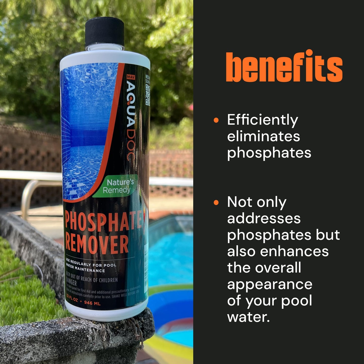 Pool Phosphate Remover - Fast Acting, Maximum Strength Phosphate Removal Pool Chemical - Perfect for Pool Openings to Make Your Pool Phosphate Free - AquaDoc (32 oz)