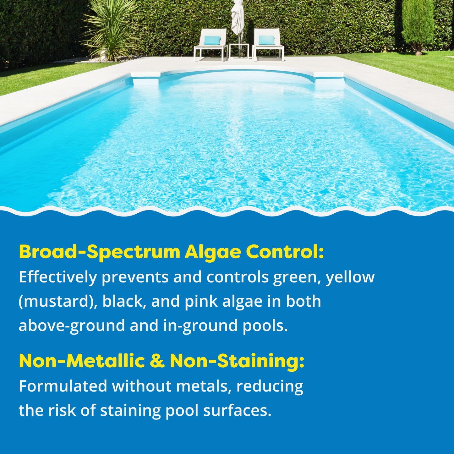 In The Swim Algaecide 60 Plus for Swimming Pools - Non-Metallic, Low Odor, Non-Foaming Algae Bloom Preventative - Chlorine Sanitizer Compatible - 1 Gallon