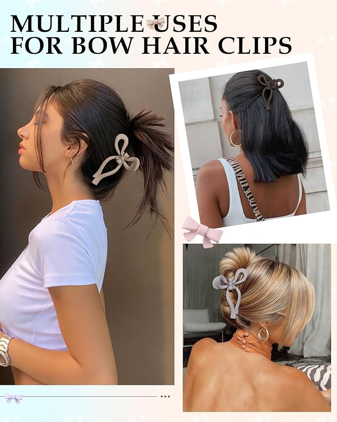 4 PCS Bow Hair Clips for Women Bow Claw Clip 5" Extra Large Hair Claw Clips for Thick and Long Hair Cute Bows Big Clip