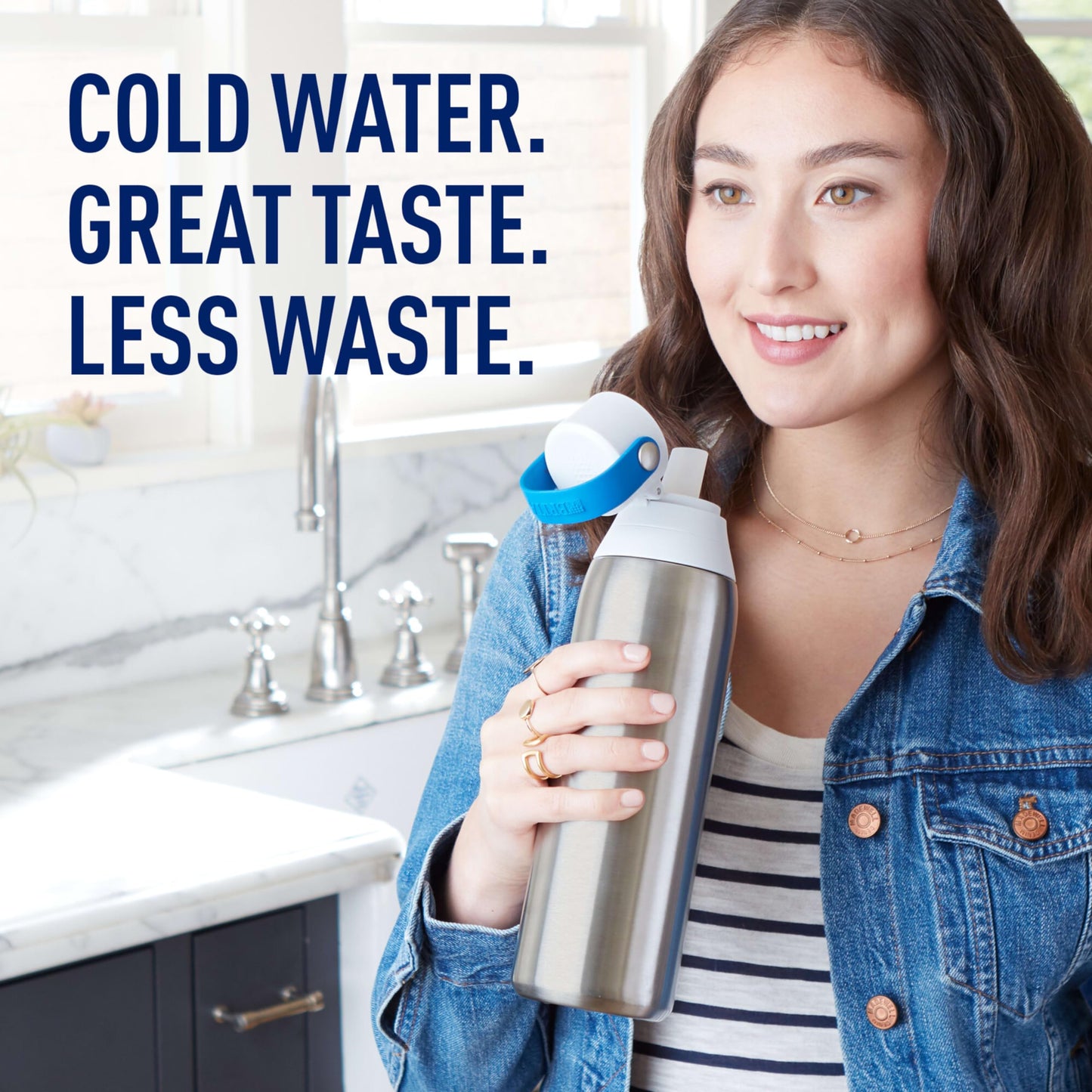Brita Insulated Filtered Water Bottle with Straw, Reusable, Christmas Gift and Stocking Stuffer For Men and Women, Stainless Steel Metal, 20 Ounce