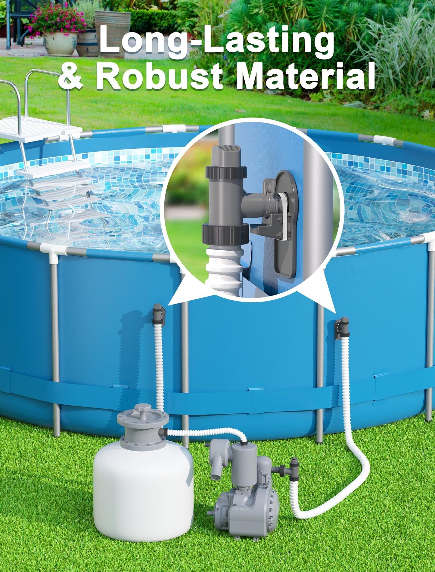 POOLHOUR Plunger Valve with Pipe Holder & Pool Hose Adapter, Above Ground Pool Pump Replacement Parts Compatible with I*tex/Col*m*n Pool