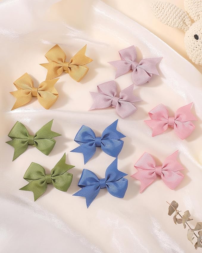 doboi 50PCS 2'' Baby Hair Bows Clips Fully Lined Tiny Grosgrain Boutique Solid Ribbon Mini Bows Alligator Clips for Girls Teens Infants Kids Toddlers Newborn