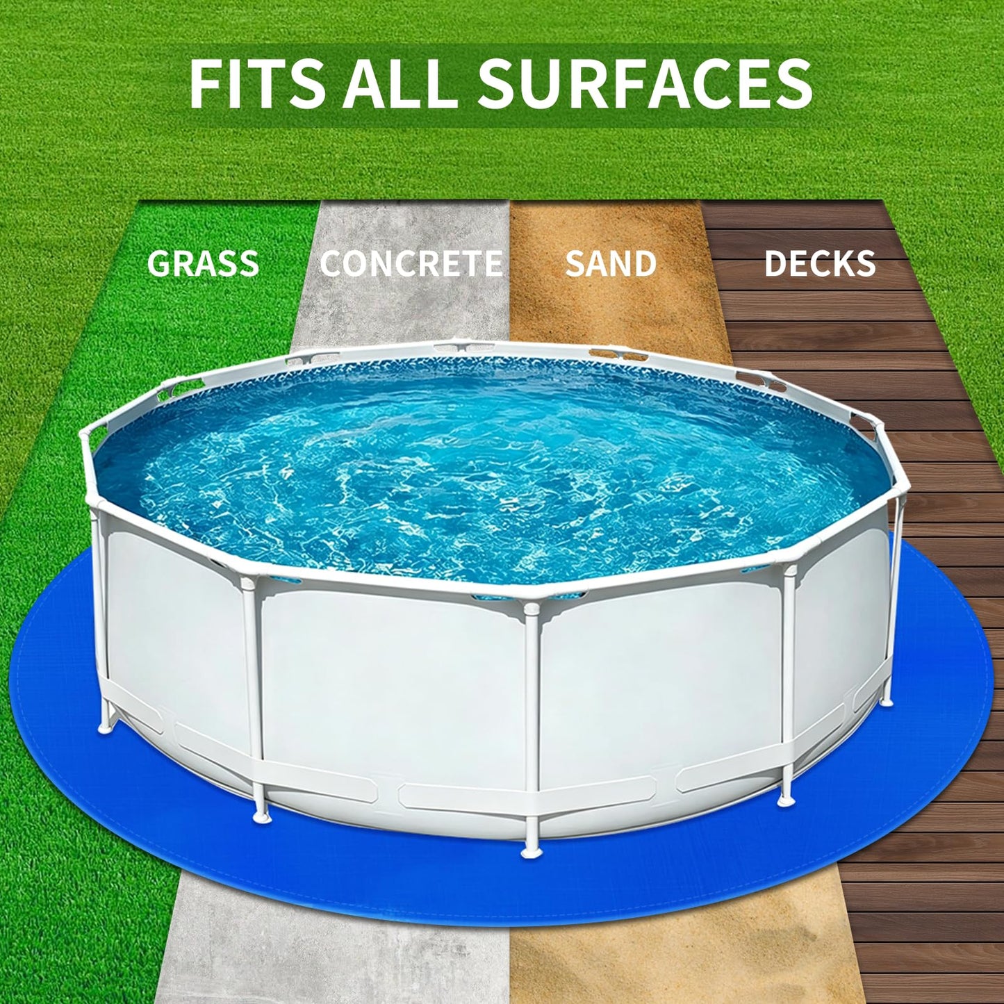 24FT Round Pool Liner Pad for Above Ground Pools, 180 GSM Heavy-Duty Puncture Resistant Under Mat, Underlayment Outdoor Tarp Protector for Lawn Concrete, Pool Floor Base Pad, Extends Liner Life