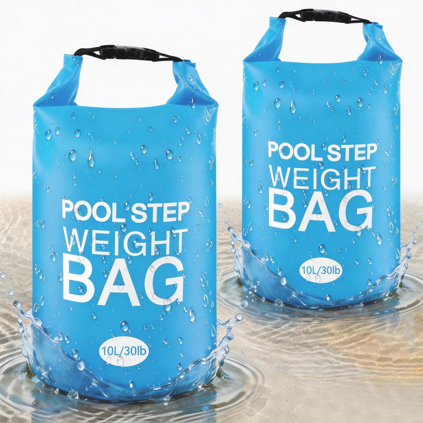 2 Pack 30lb Universal Pool Ladder Weights, No Breaken Pool Step Weights for Above Ground Pools, 500D PVC Waterproof Pool Stair Weights Pool Sand Bags for Above Ground Swimming Pools Stair (Sky Blue)
