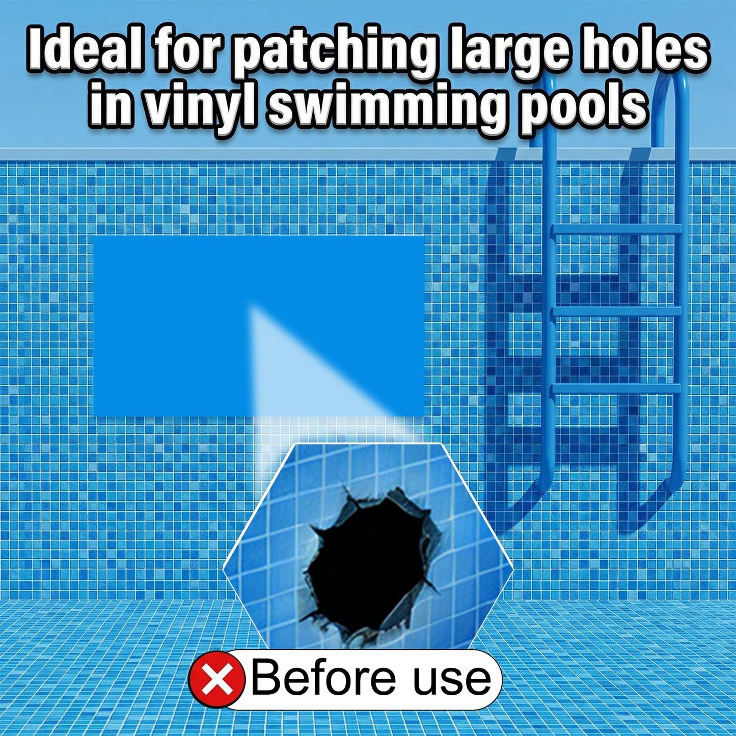 Extra Large Pool Liner Repair Patch, 2.79 x 4.1 Ft Self-Adhesive TPU Waterproof Patch Repair Kit for Above Ground Pools, Inflatable Pools, Pool Floats, Bounce Houses