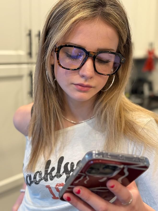 VISOONE Oversized Square Blue Light Blocking Glasses Fashion Computer Eyewear for Women and Men BENNETT