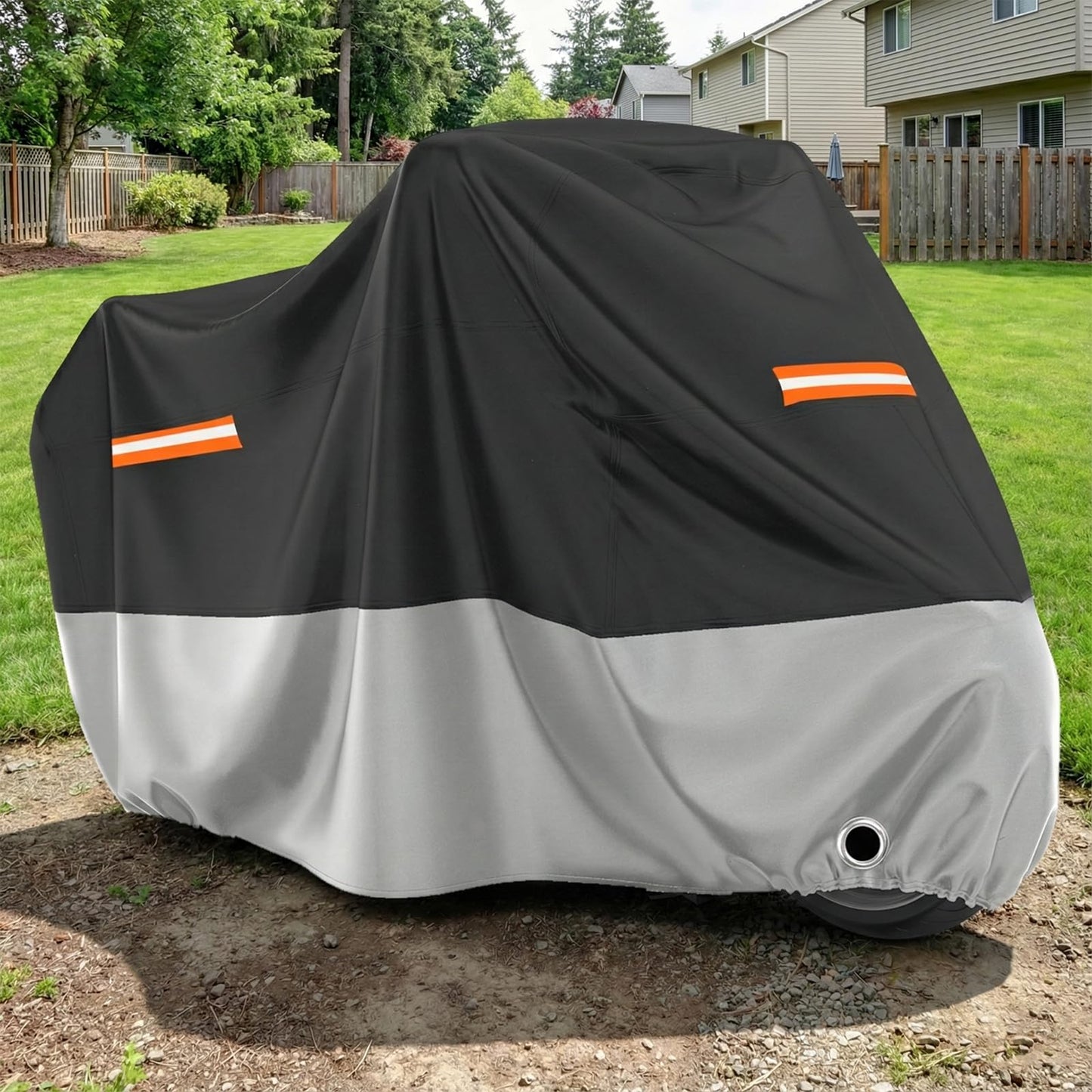 Favoto Motorcycle Cover Waterproof Outdoor - All Season Sun Protection Oxford with Lock-Holes Rain Snow Windproof Dustproof Universal Fit Motorbikes Vehicle Moped Cover, 104" x 41" x 50"