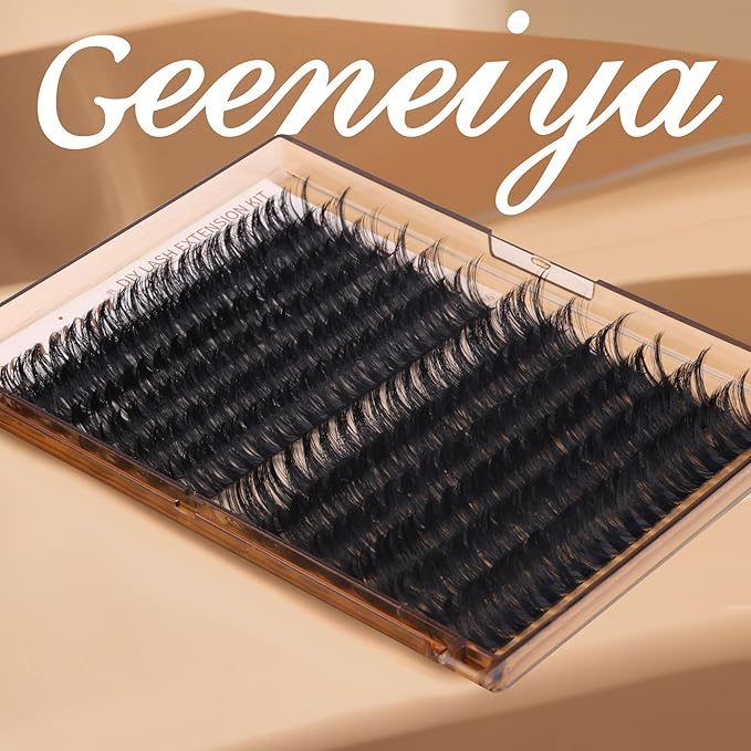 Geeneiya Volume Lash Clusters Kit DIY Lash Extension Kit D Curl Eyelash Extensions with Waterproof Lash Bond and Seal Waterproof Tweezers,Only 16-18MM, 80D+100D