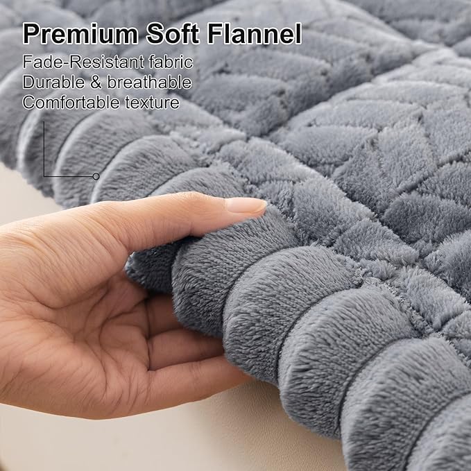 Smiry Non Slip Couch Covers for Dogs, Fuzzy Pet Couch Covers for 2-3 Cushion Sofa Pet Friendly, Soft Sofa Slipcovers Cushion Furniture Protector Washable (Grey, 27.6" x 59")