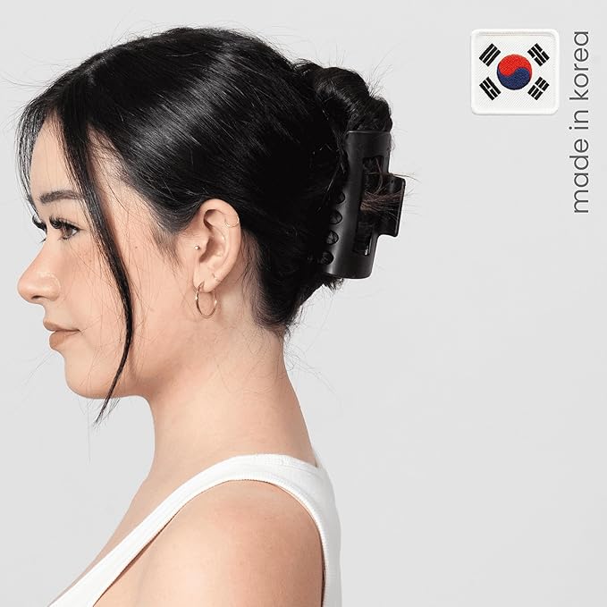 The Original Mello Hair Claw Clip Squishy Claw Clip Made in Korea Patent Pending 30021976 (Black, Medium)