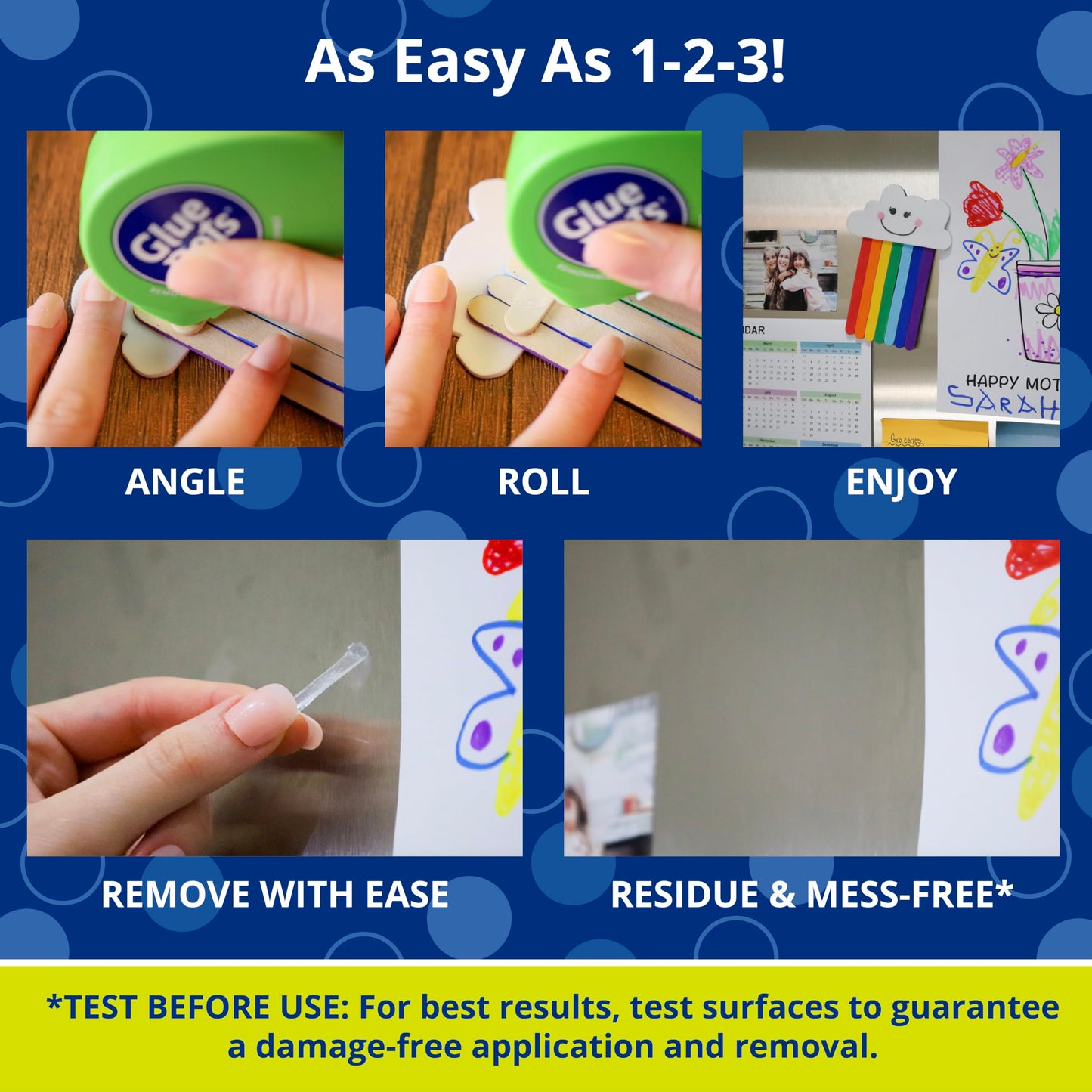 Glue Dots, Removable Dots Dot N' Go Dispenser, Double-Sided, 3/8", .38 Inch, 1200 Dots, DIY Craft Glue Tape, Sticky Adhesive Glue Points, Liquid Glue Alternative, Clear, 6 Pack
